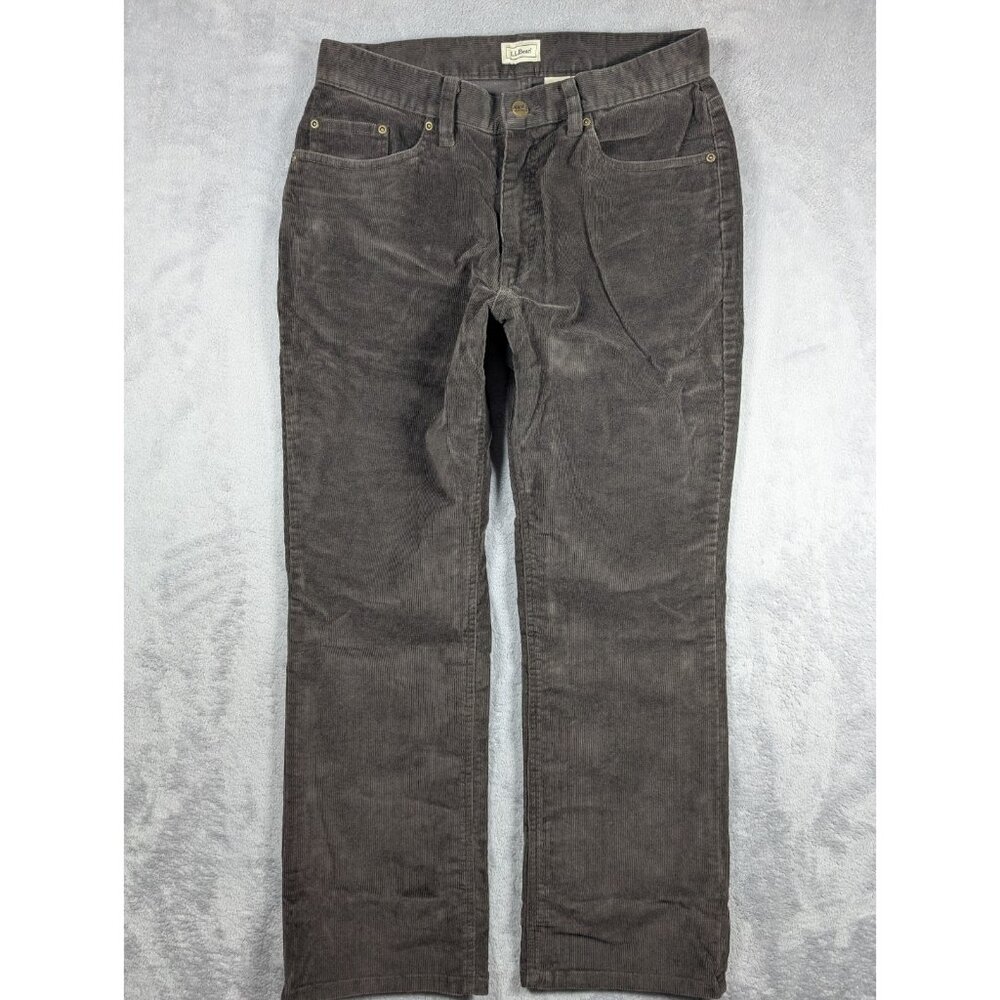 LL Bean Corduroy Pants Womens Size 10P 30 Waist Straight Leg Brown Utility